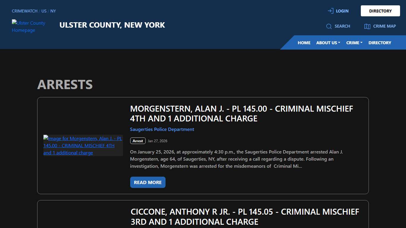 Arrests for Ulster County, New York CRIMEWATCH