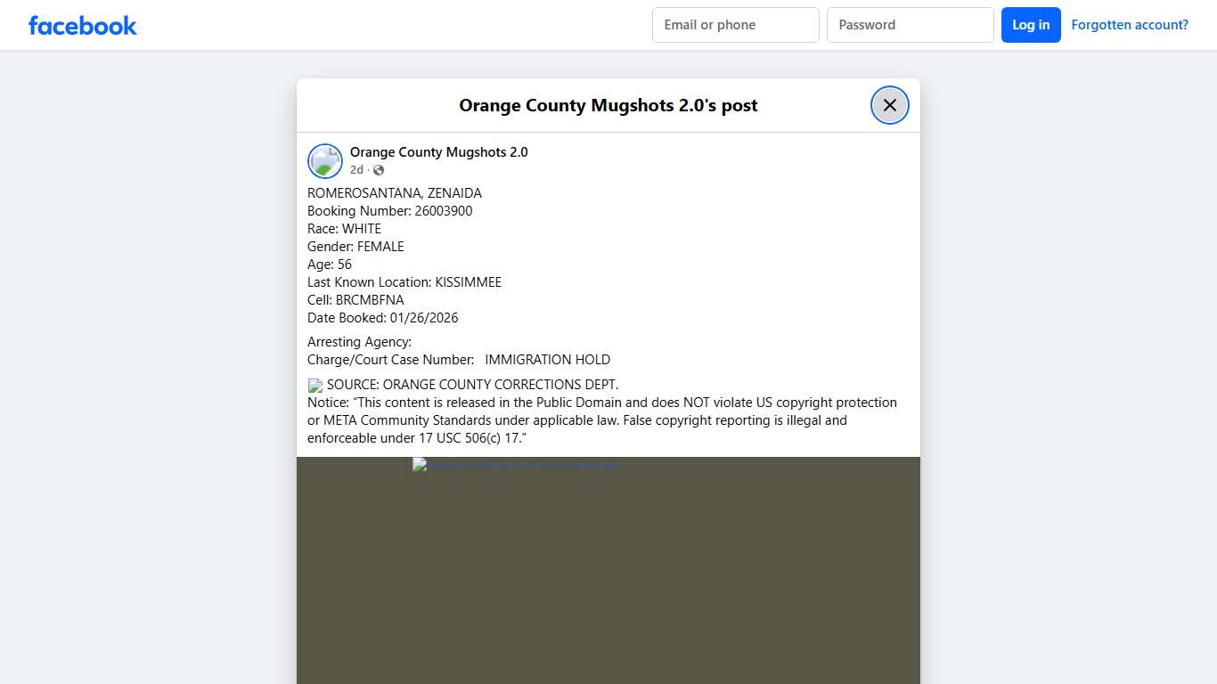 ROMEROSANTANA, ZENAIDA... - Orange County Mugshots 2.0 Facebook